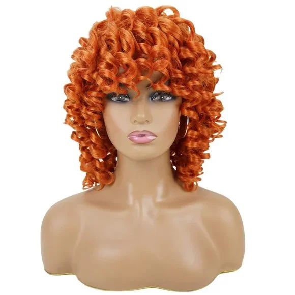 Sheer Beauté Jewelry Hair Orange Copper Afro Curly Wig With